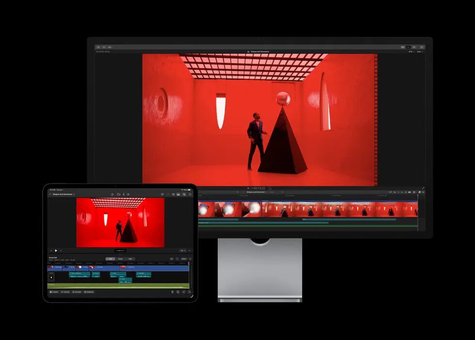 iPad 配合 Studio Display，这套移动剪辑台看起来就很贵