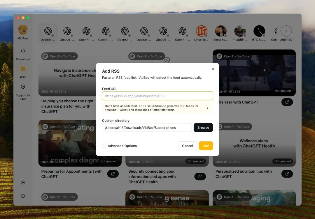 RSS subscription