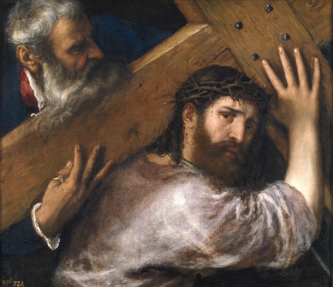 File:Titian, Christ Carrying the Cross. Oil on canvas, 67 x 77 cm, c. 1565. Madrid, Museo Nacional del Prado.jpg - Wikimedia Commons