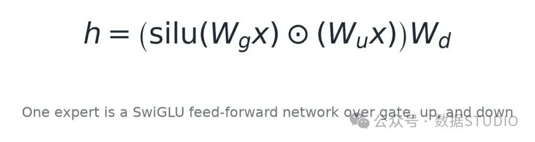单个专家就是一个 SwiGLU 前馈层