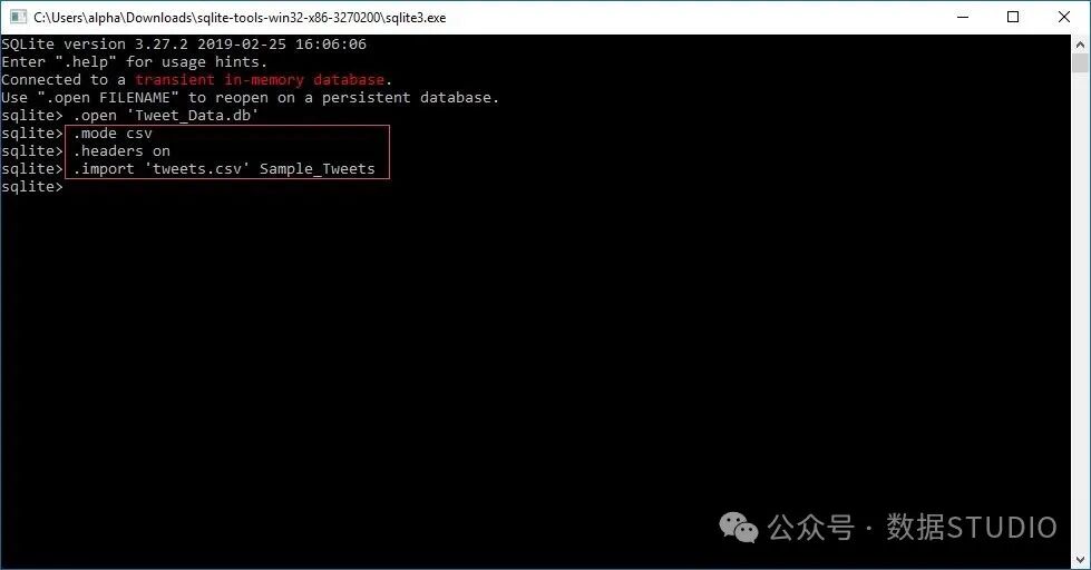 通过命令行导入 CSV