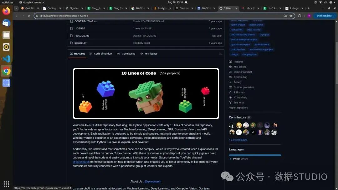 10 行代码 GitHub