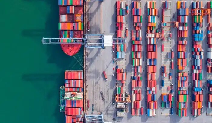 Photo of ships and shipping containers