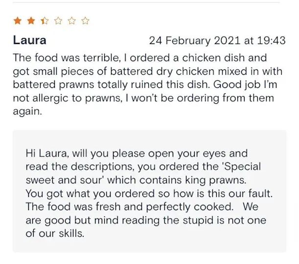 Alice Cheung, 50, has won admiration for her honest and hilarious rebuttals to negative customer reviews. (SWNS)