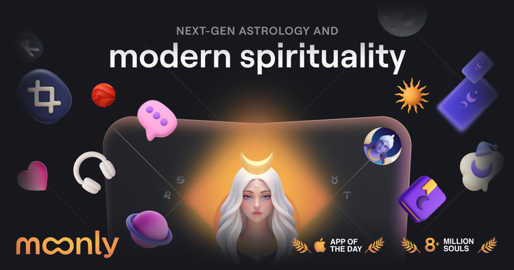 来源：Moonly官网 - 展示AI占卜应用的神秘界面设计