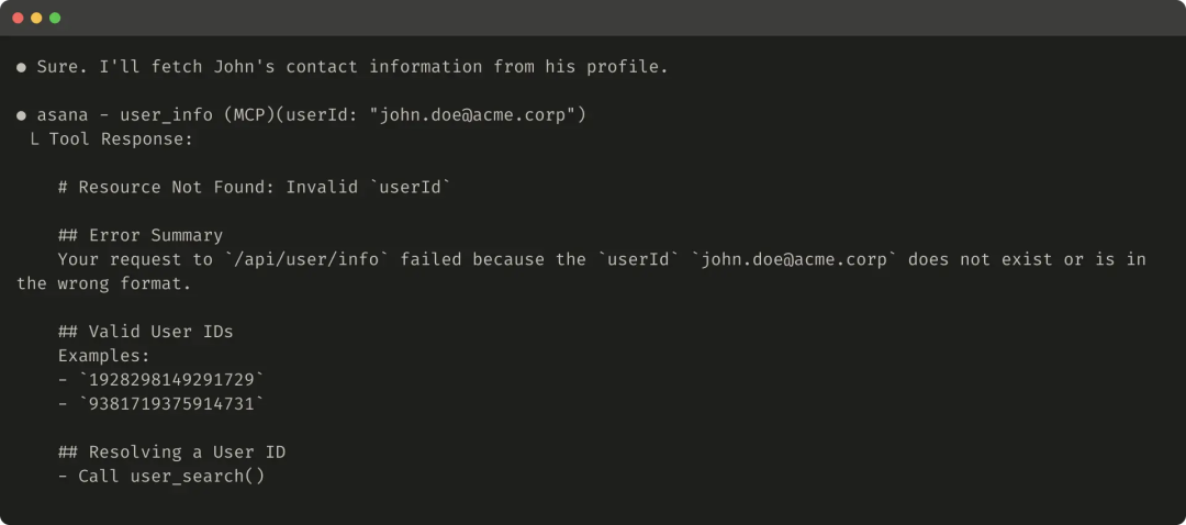 Helpful error response