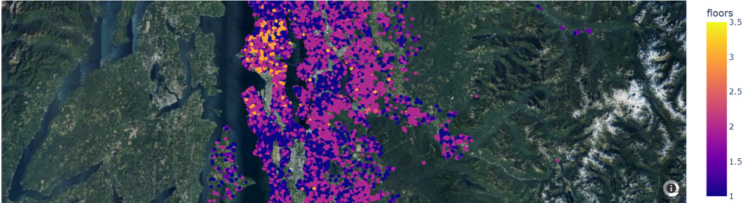 KC WA 房价数据集：px.scatter_mapbox() 按楼层着色