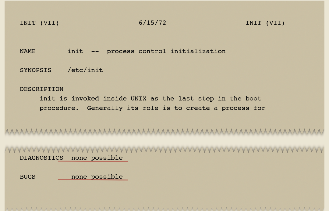 Unix V3 init(VII) 手册页的片段