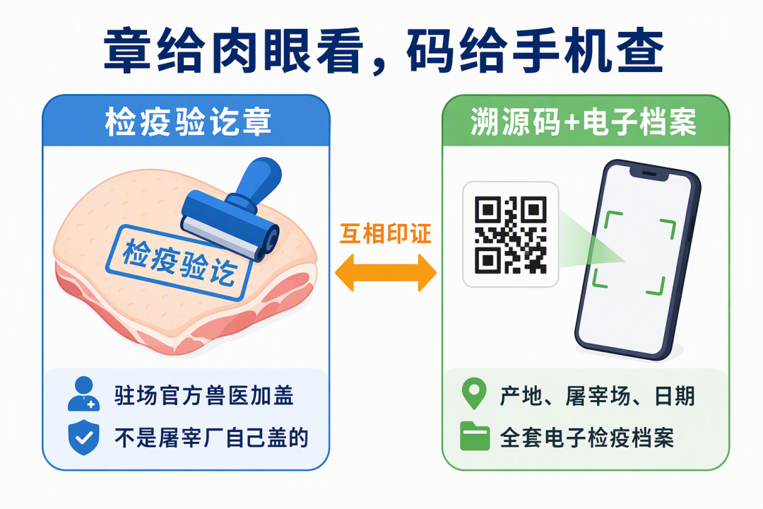检疫章和溯源码互相印证示意图
