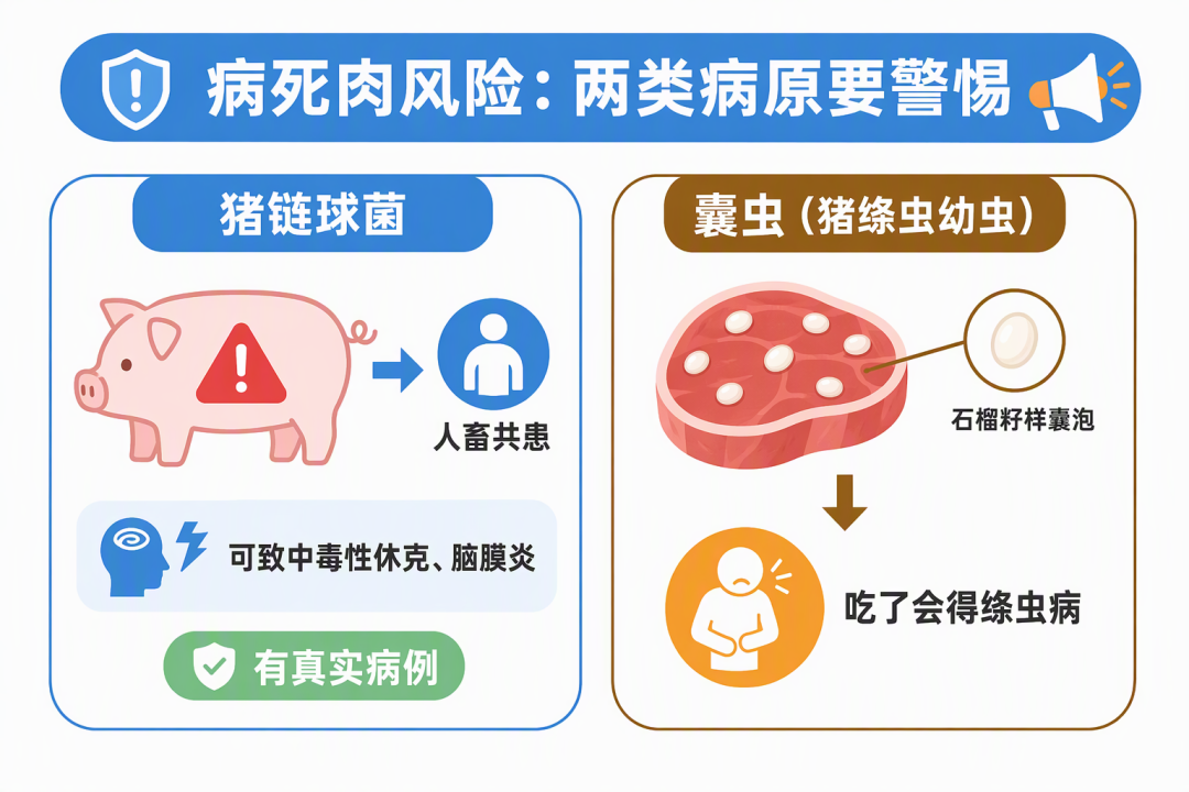 病死肉的两类病原风险