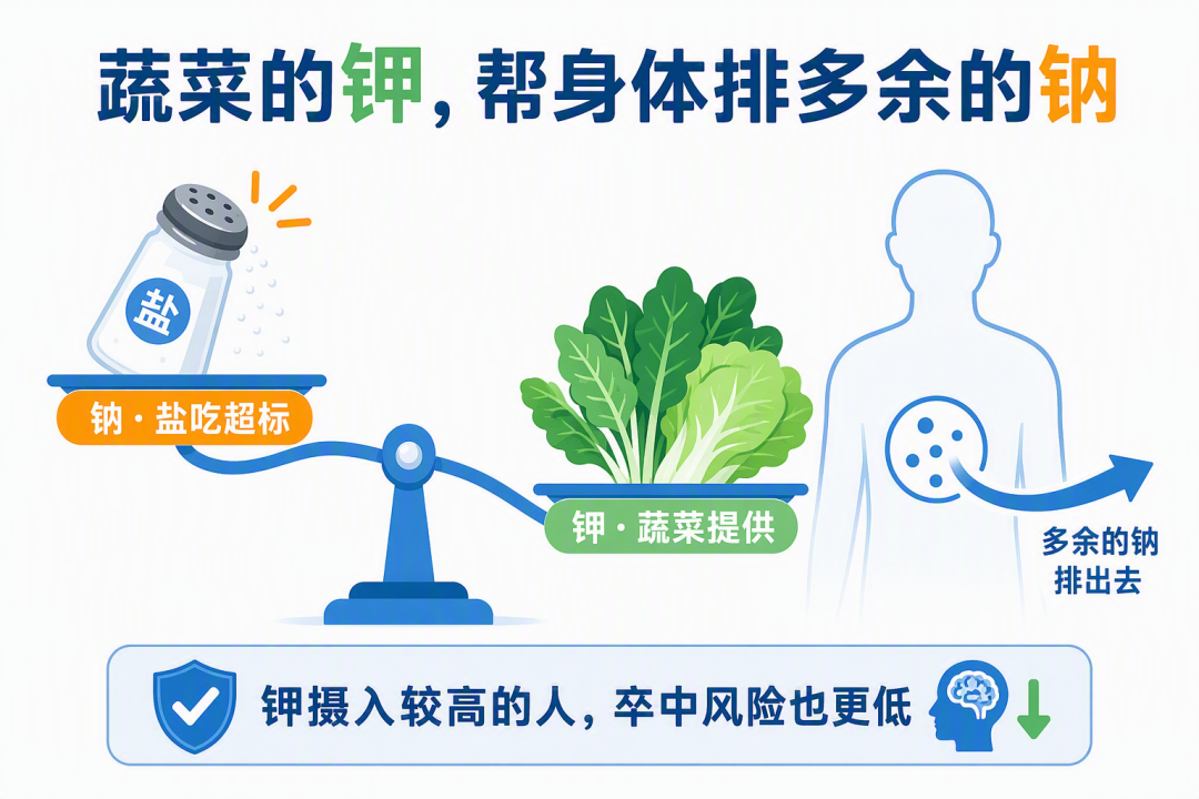 蔬菜的钾帮身体排多余的钠