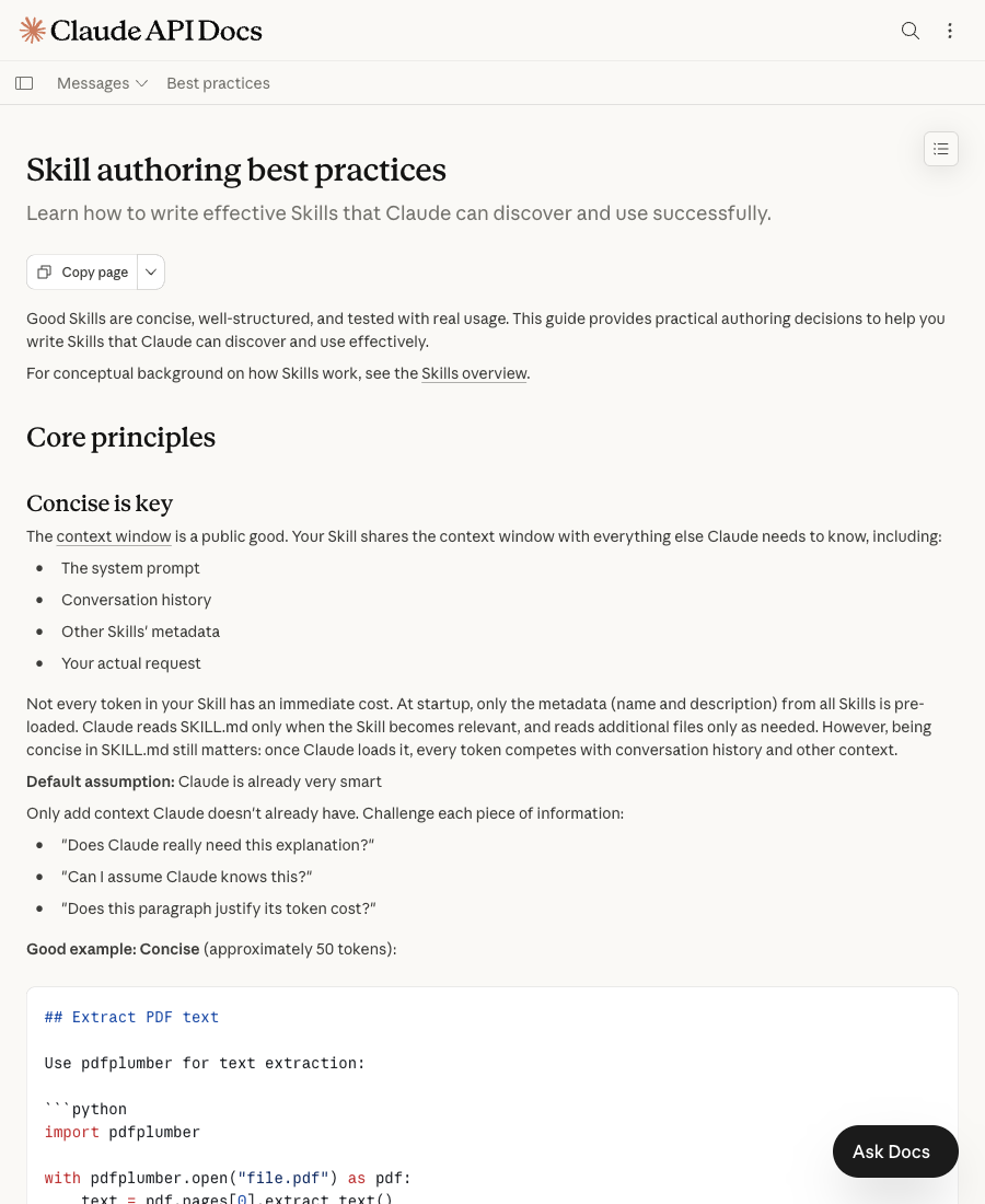 官方最佳实践把 skill 写作放在工程流程里讨论