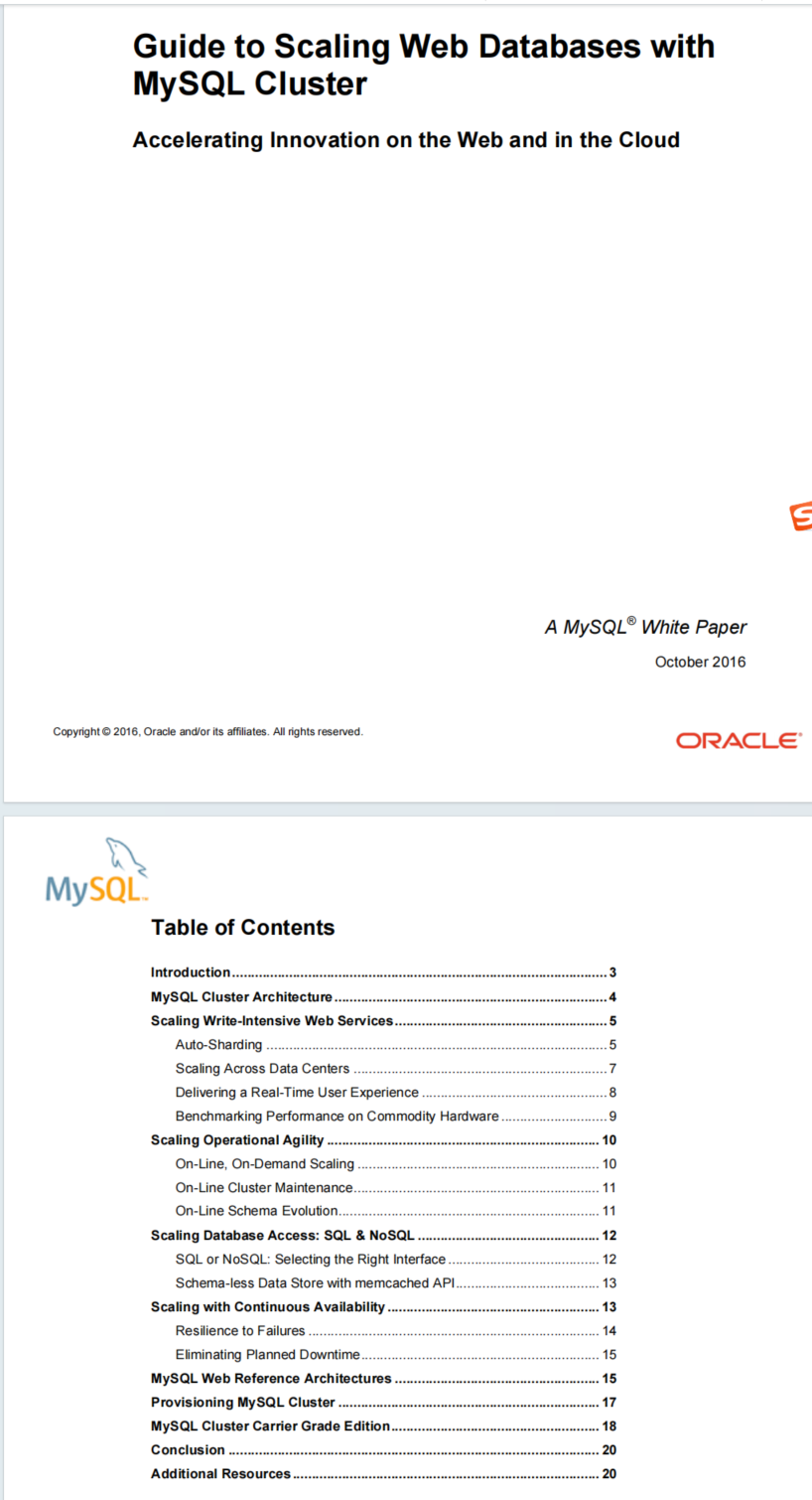 MySQL Cluster 文档