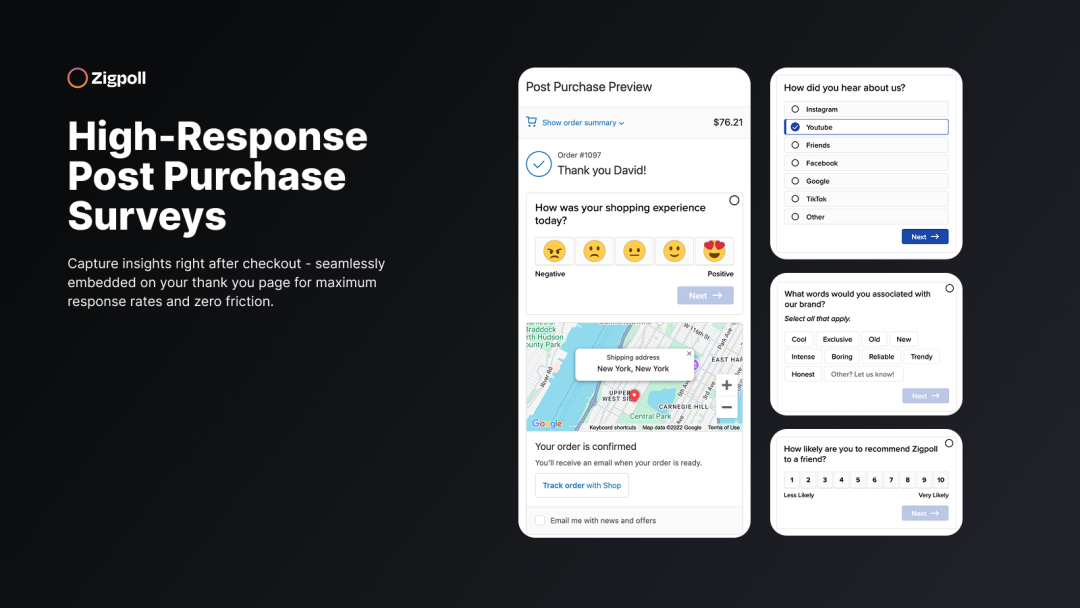 Zigpoll 嵌入 Shopify 订单完成页的购后问卷