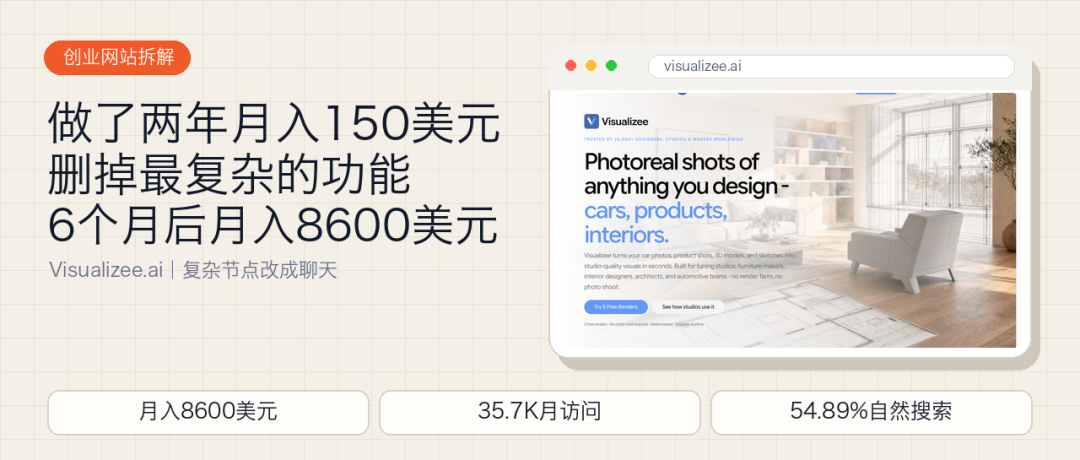 做了两年月入150美元，他删掉最复杂的功能，6个月后月入8600美元