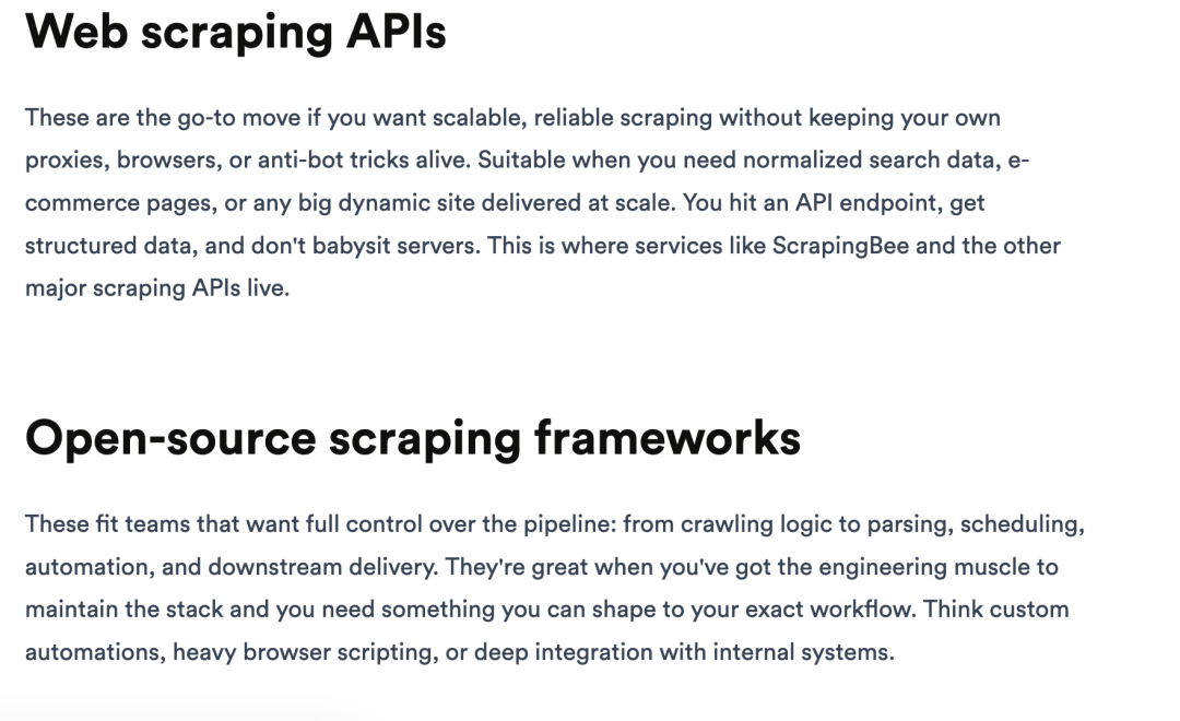 ScrapingBee 的工具对比文章