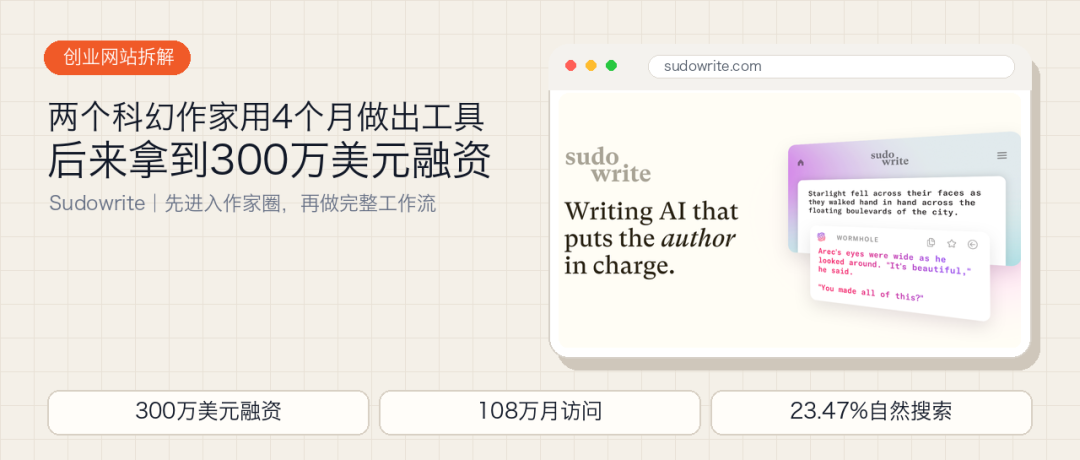 两个科幻作家用4个月做出 Sudowrite