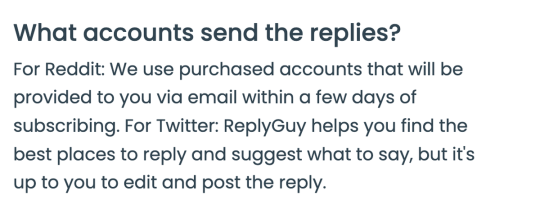 ReplyGuy 官网关于回复账号的说明