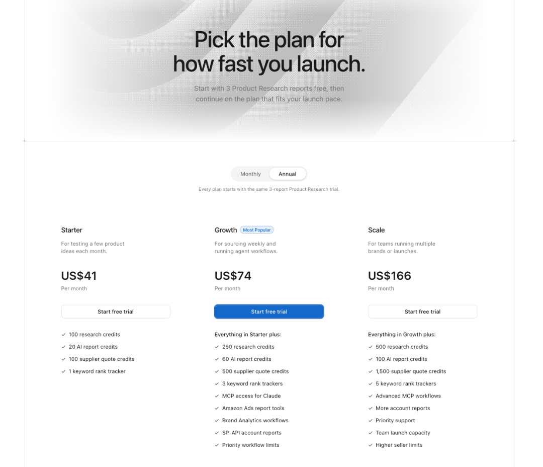 Launch Fast 当前的三档年付套餐