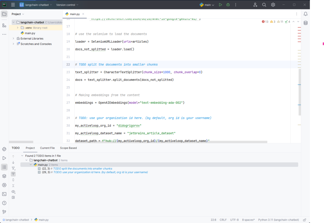 PyCharm 中 Python 注释中的 TODO 备注