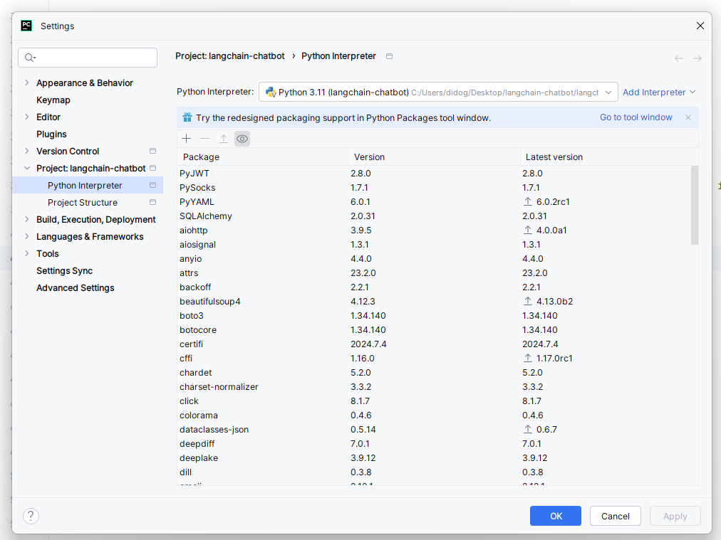 PyCharm 中的 Python 解释器