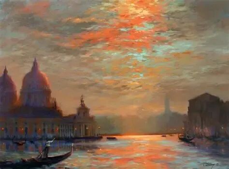 夕阳风光绘画作品 画家 Chuck Larivey|夕阳|画家|风光_新浪新闻