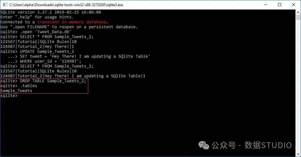 使用 DROP TABLE 删除表