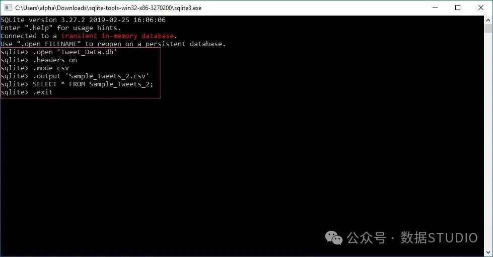 将 SQLite 查询结果输出到 CSV