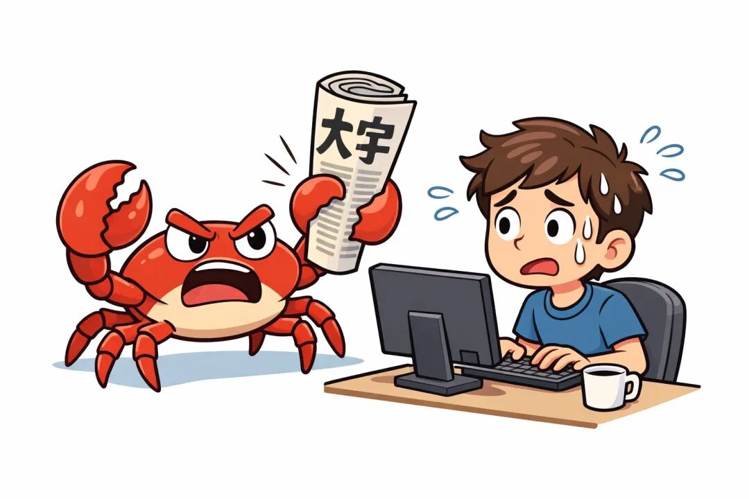 螃蟹举着大字报威胁程序员