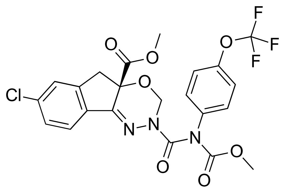 Stereo wireframe model of (4aS)-Indoxacarb