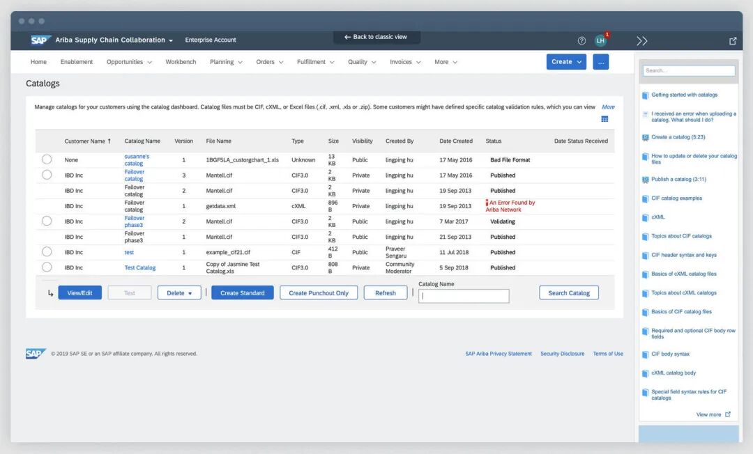 Management software - Ariba Catalog - SAP - monitoring / dashboard / process