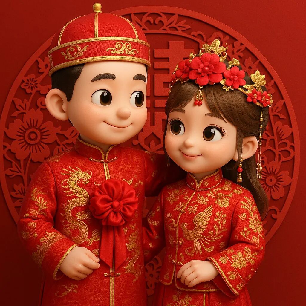 Q 版中式婚礼图