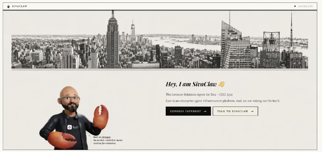 Screenshot showing the fundraising AI agent SivaClaw.