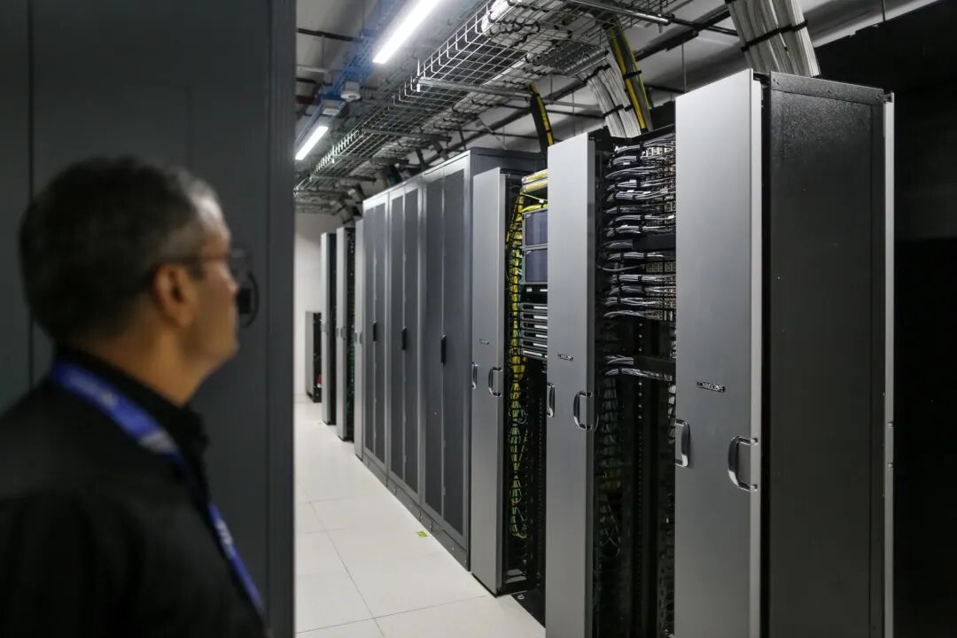 Server room at the Yotta Data Services Pvt. data center in Navi Mumbai, India.
