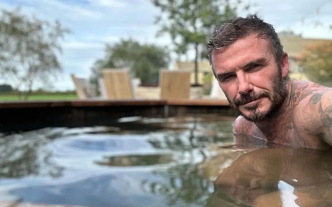 David Beckham in the ice bath