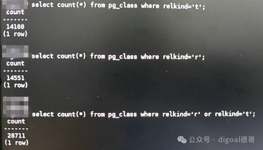 老库的表对象和toast对象数量