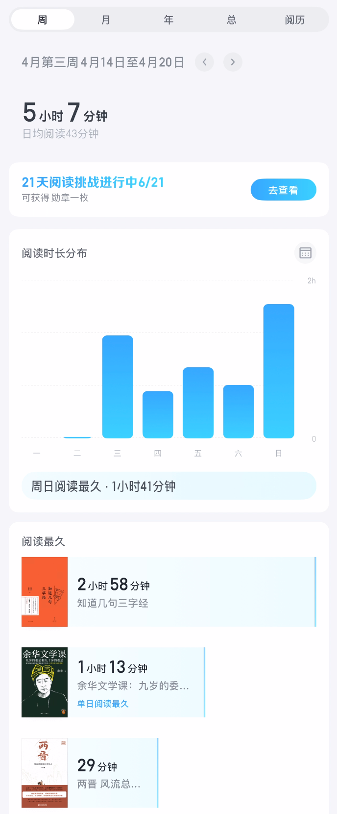 总时长+半小时以上书目