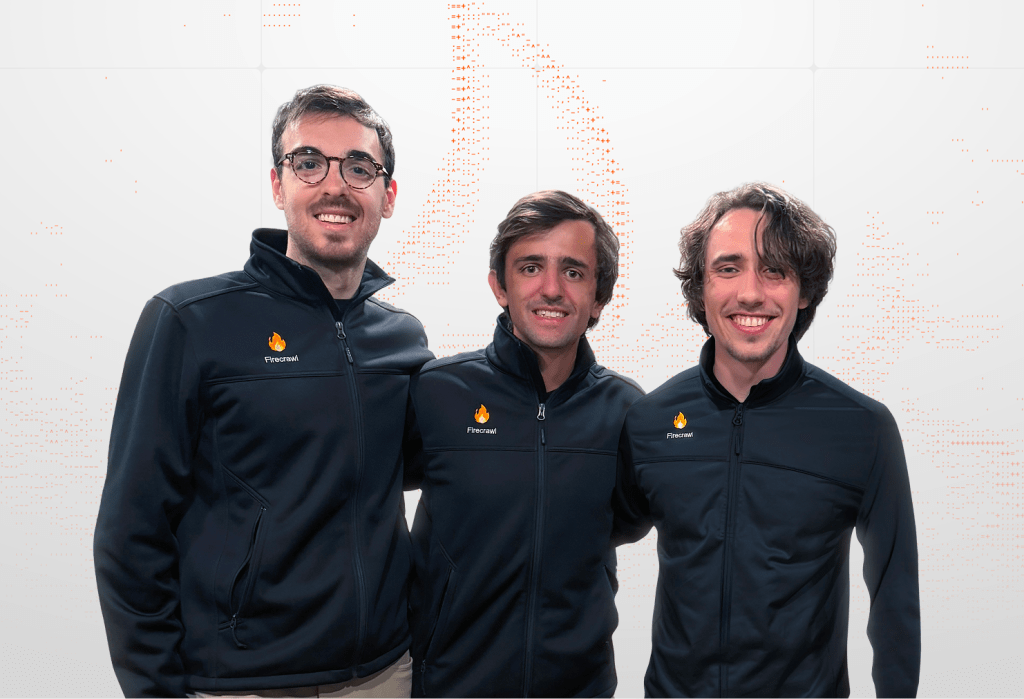 Firecrawl co-founders CMO Eric Ciarla, CTO Nicolas Silberstein Camara, and CEO Caleb Peffer