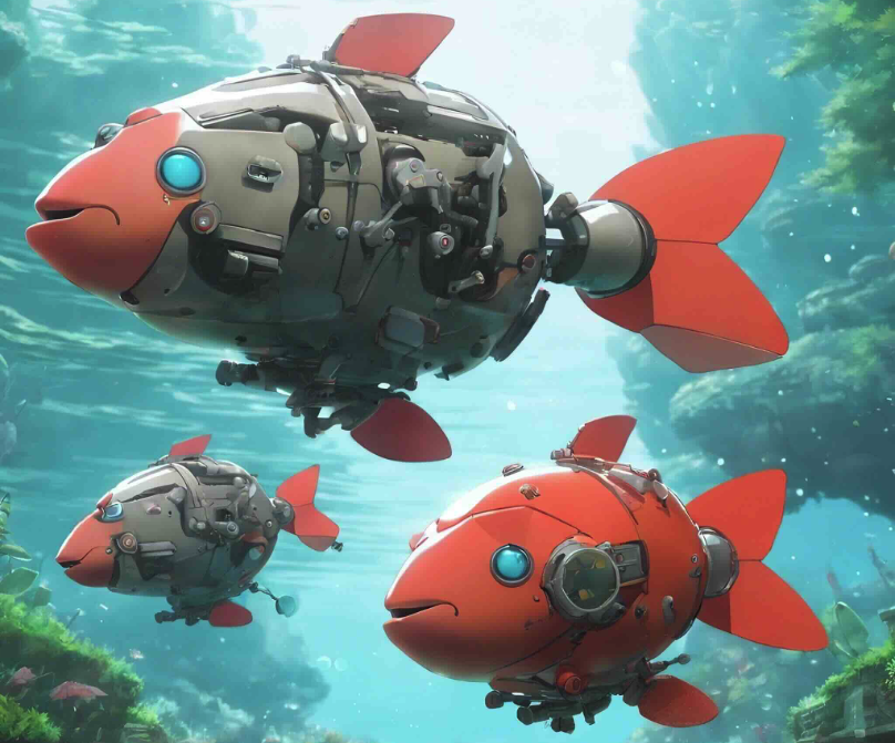 render of robotic fish