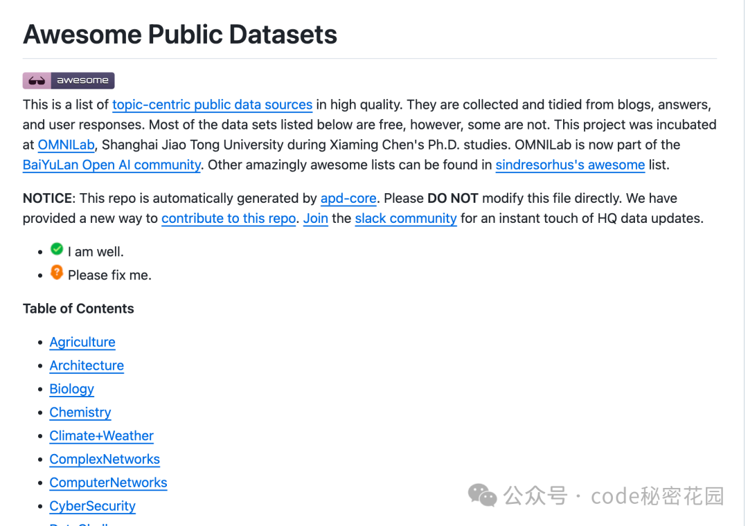 https://github.com/awesomedata/awesome-public-datasets