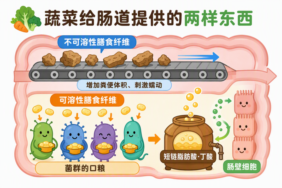 蔬菜给肠道提供的两样东西