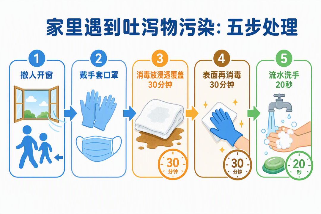 家庭吐泻物污染五步处理法