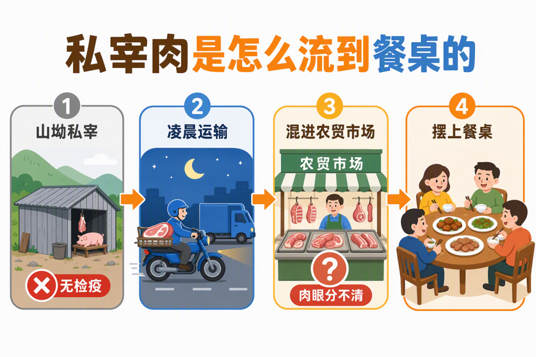 私宰肉从山坳到餐桌的链条图
