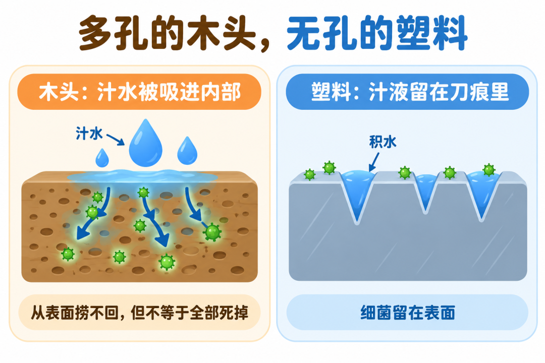 多孔木头与无孔塑料机制对比