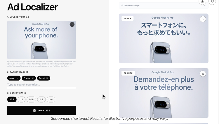 Google做了一个演示应用“全球广告本地化器”来展示NB2的能力