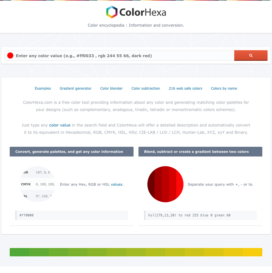 ColorHexa：颜色查询、转换与配色工具