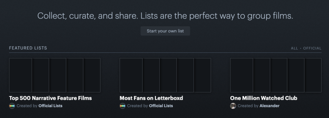 Letterboxd 榜单页