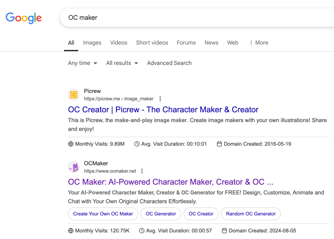 Google 搜索结果