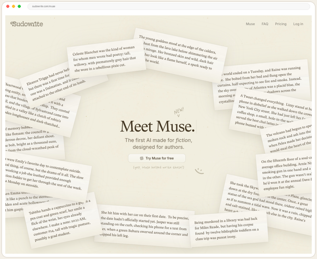 Sudowrite Muse 页面
