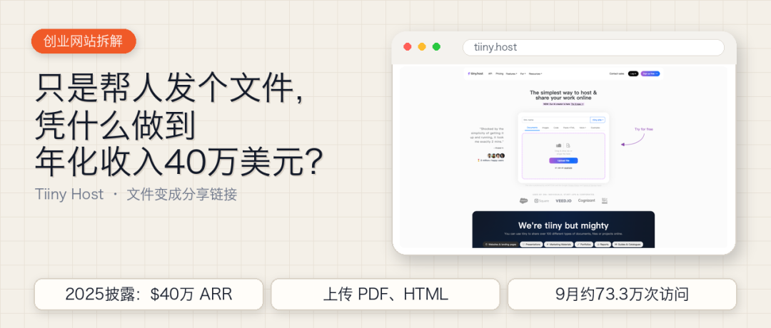Tiiny Host：只是帮人发个文件，凭什么做到年化收入40万美元？